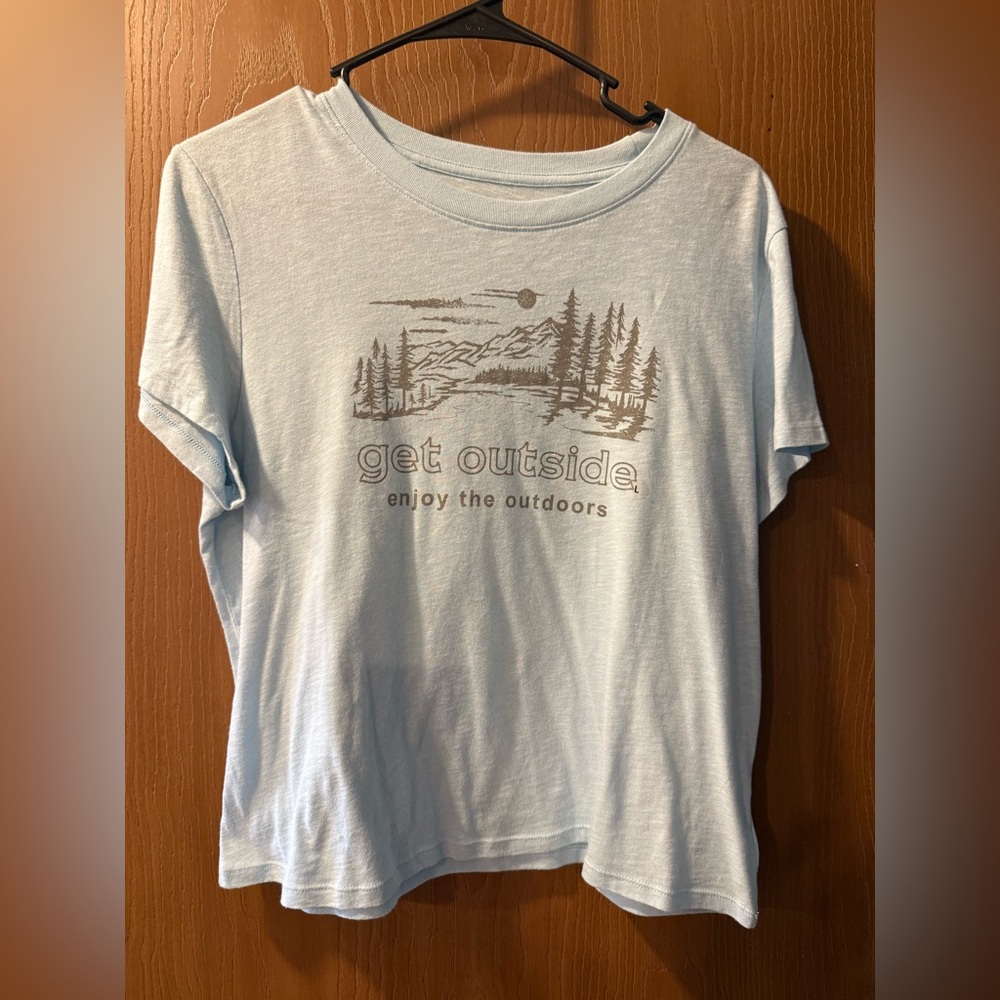 American Eagle Outfitters Light Blue "Get Outside" Graphic Tee